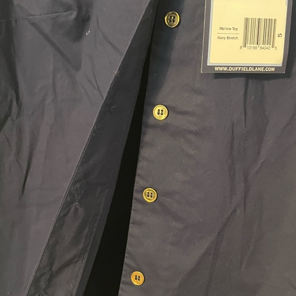 Duffield Lane Marlow Top Button Front Navy Stretch Women Small NWT MSRP $154 - Picture 6 of 12